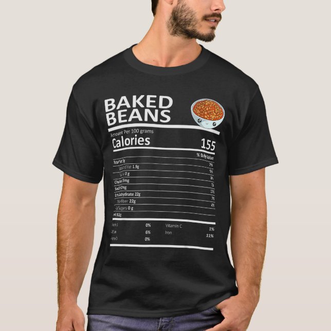 Camiseta Baked Beans Nutritional Facts Thanksgiving X-mas G (Frente)