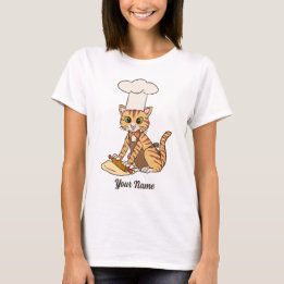 Camiseta Baker Cat - Laranja Tabby Pastelaria Chef Cat Love