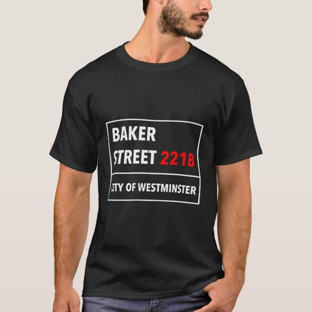 Camiseta Baker Da Rua 221B, Ao Estilo De London Uk W1 S (Frente)
