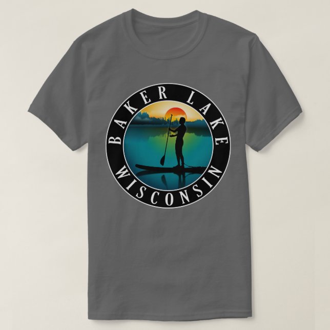 Camiseta Baker Lake Wisconsin Paddleboard (Frente do Design)