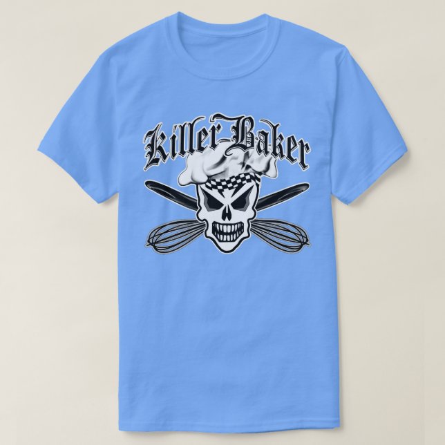Camiseta Baker Skull 2 Killer Baker e Whisks Cruzados (Frente do Design)
