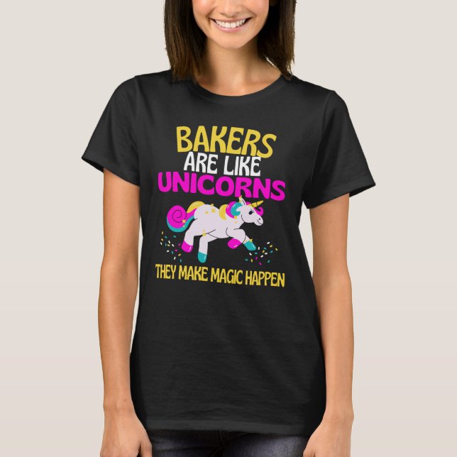 Camiseta Bakers Unicorn, Magos de Comida de Unicórnio (Frente)