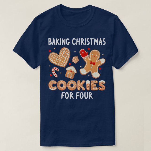 Camiseta Baking Christmas Cookie Four Pregnancy Announcemen (Frente do Design)