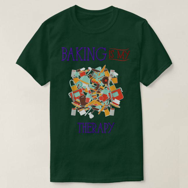 Camiseta Baking É Minha Terapia Engraçada Humor Noveldade (Frente do Design)