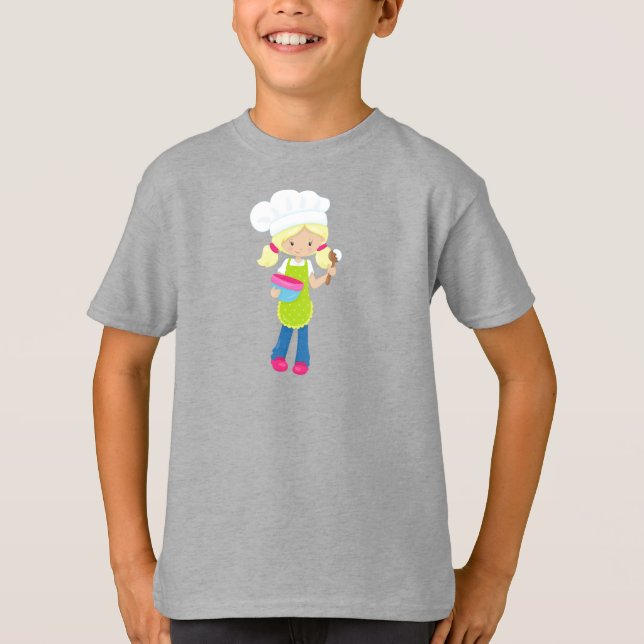 Camiseta Baking, padeiro, padaria, moça bonita, cabelo loir (Frente)