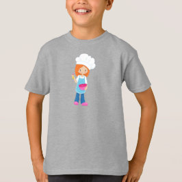 Camiseta Baking, padeiro, pastelaria, moça branca, cabelo l