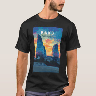 Camiseta Baku Azerbaijão Viagem Art Vintage