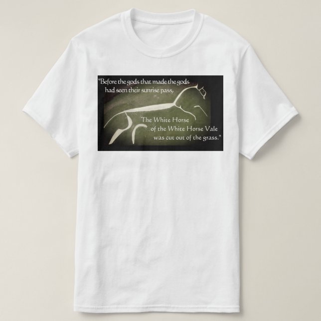 Camiseta Balada das citações de Chesterton do cavalo branco (Frente do Design)