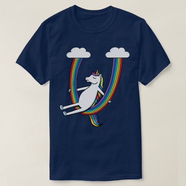 Camiseta Balança Unicórnio e arco-íris (Frente do Design)