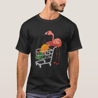 Camiseta Balançando Flamingo Empurrando Carrinho De Compro