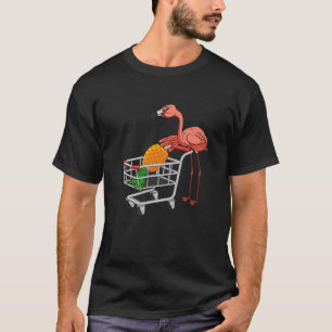 Camiseta Balançando Flamingo Empurrando Carrinho De Compro