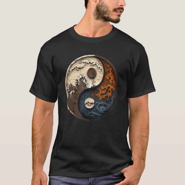 Camiseta Balance and Harmony Yin Yang Symbol Ocean Forest (Frente)
