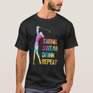 Camiseta Balanço de Golfe Vintage Xingar Beber Repetir Amar