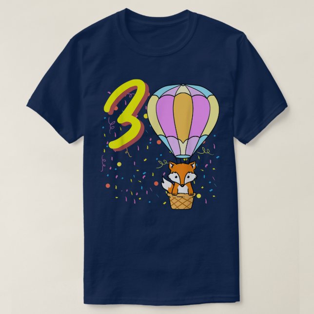 Camiseta Balão De 3 Anos De Idade (Frente do Design)