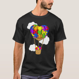 Camiseta Balão de Ar Autismo Coração Puzzle Fofo