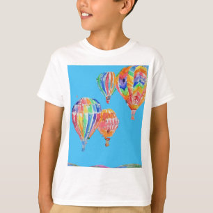 Camiseta Balão de Ar Quente Aquarela Meninos Coloridos T-S