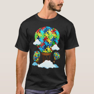 Camiseta Balão de Ar Quente Autismo Conscientização Coração