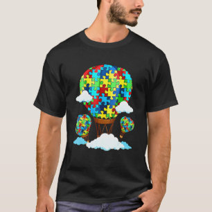 Camiseta Balão de Ar Quente Autismo Conscientização Coração
