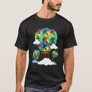 Camiseta Balão de Ar Quente Autismo Conscientização Coração