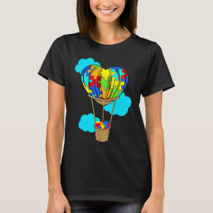 Camiseta Balão de Ar Quente Autismo Conscientização Coração