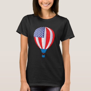 Camiseta Balão de Ar Quente - Balão Americano Bandeira Ar Q