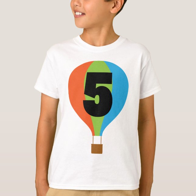 Camiseta Balão de Ar Quente de 5 Birthday (Frente)