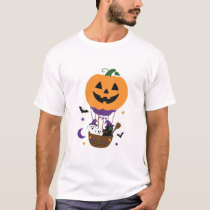 Camiseta Balão de Ar Quente de Abóbora de Halloween