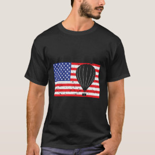 Camiseta Balão de Ar Quente Distante Americano Flag Vinta
