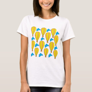 Camiseta Balão de Ar Quente Nuvens Azuis Balão de Ar Quente