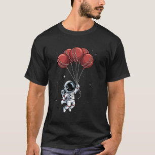 Camiseta Balão de Bola de Críquete Astronauta Flutuante Esp
