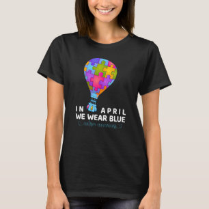 Camiseta Balão De quebra-cabeça Em Abril Vestimos Azul Para