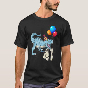 Camiseta Balão Dinossauro T Rex 41º Aniversário Menino Meni