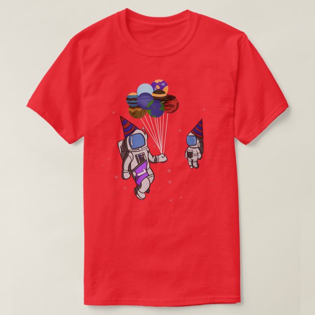 Camiseta Balão do Astronauta de 7 anos (Frente do Design)