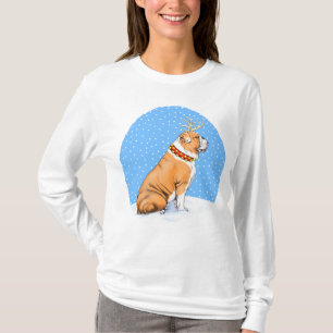 Camiseta Balcão de Natal Reindeer Vermelho e Branco