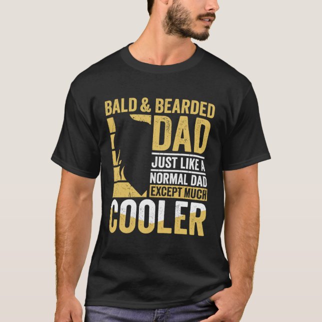 Camiseta Bald & Bearded Dad Humor Funny Father's Day (Frente)