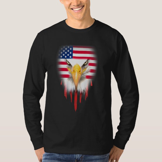 Camiseta Bald Eagle 4 de julho Bandeira Americana Fre Patri (Frente)