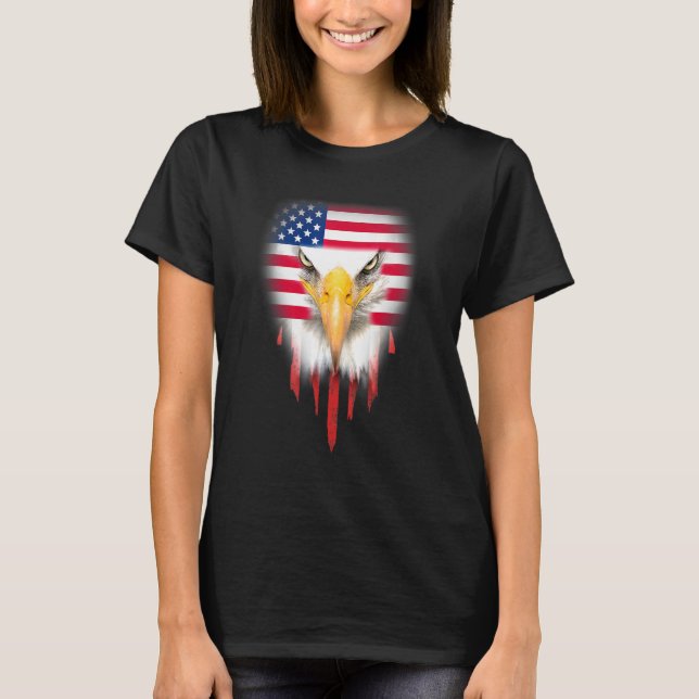 Camiseta Bald Eagle 4 de julho Bandeira Americana Fre Patri (Frente)