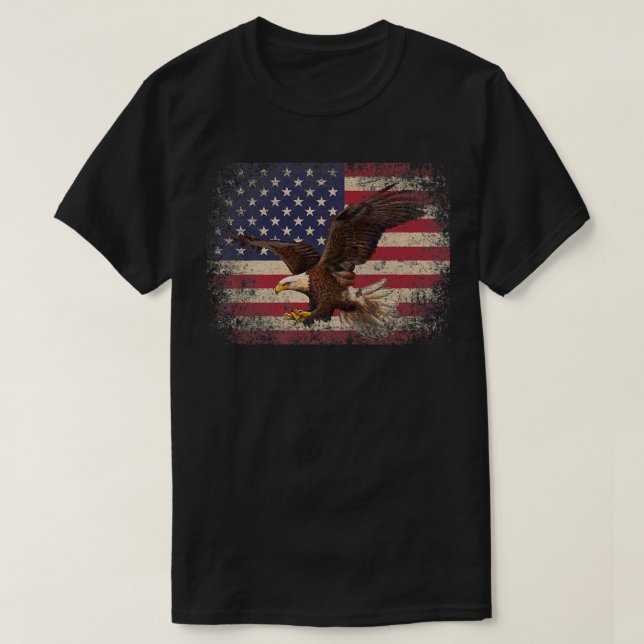 Camiseta Bald Eagle 4 de julho Presente Americano Fla (Frente do Design)