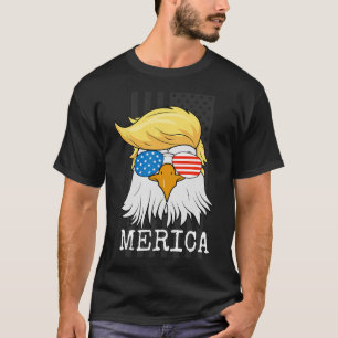 Camiseta Bald Eagle 4 De Julho Trump American Flag Funny