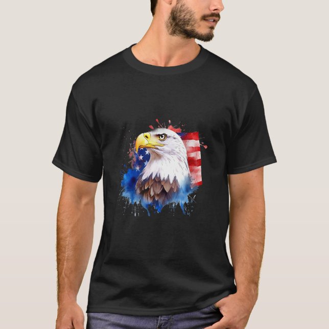 Camiseta Bald Eagle 4th of July American Flag Country Tee (Frente)