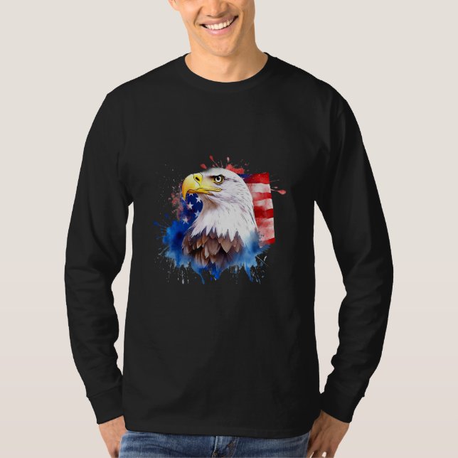 Camiseta Bald Eagle 4th of July American Flag Country Tee (Frente)