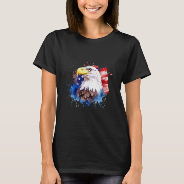 Camiseta Bald Eagle 4th of July American Flag Country Tee (Frente)