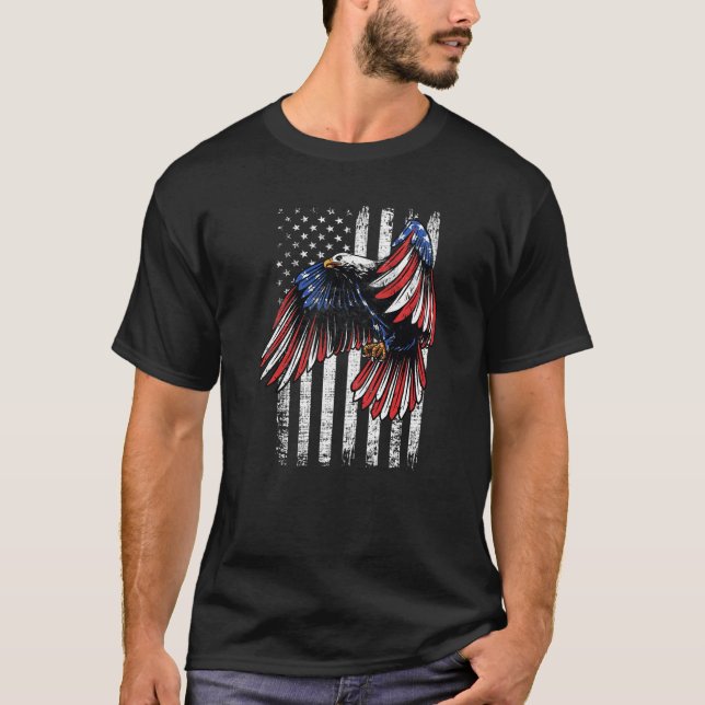 Camiseta Bald Eagle 4th of July Merica Men Women USA Flag P (Frente)