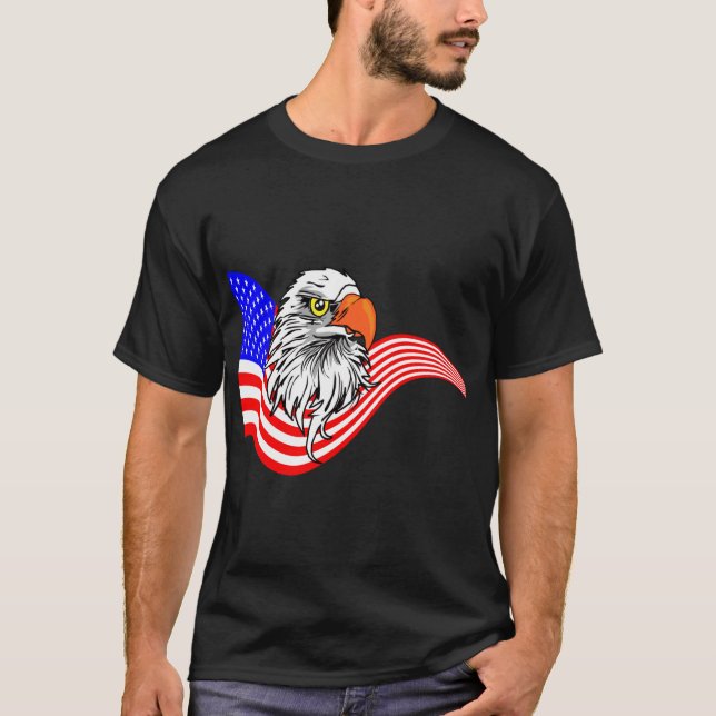 Camiseta Bald Eagle American Flag Patriotic Art (Frente)