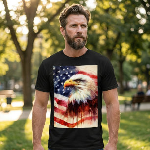 Camiseta Bald Eagle com bandeira dos Estados Unidos