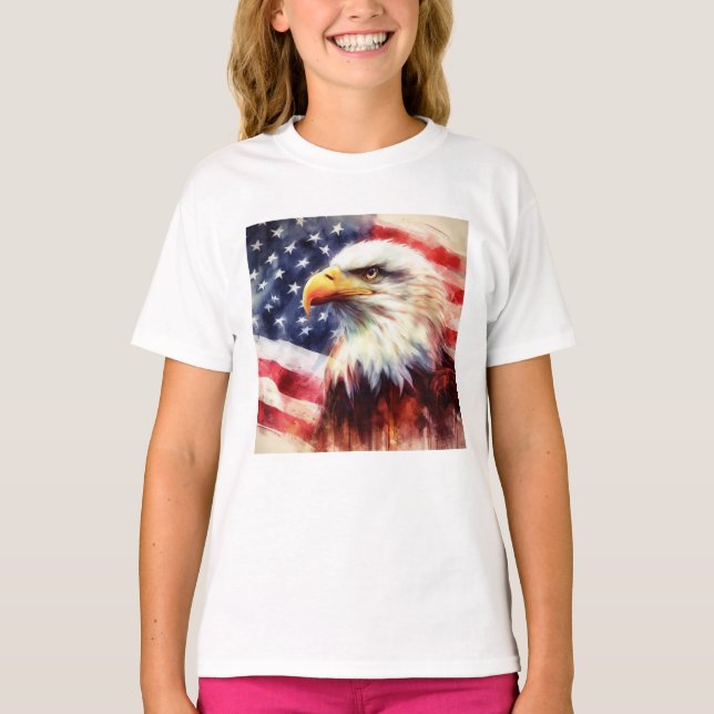 Camiseta Bald Eagle com bandeira dos Estados Unidos (Frente)