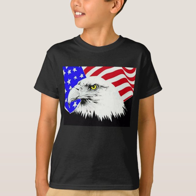Camiseta Bald Eagle e a bandeira americana (Frente)
