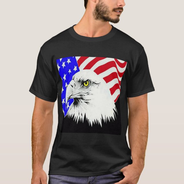 Camiseta Bald Eagle e a bandeira americana (Frente)