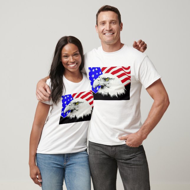 Camiseta Bald Eagle e American Flag Unisex (Unissex)