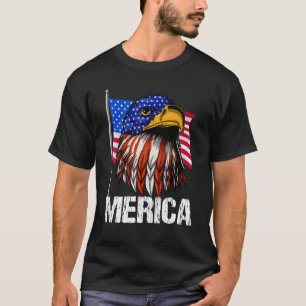 Camiseta Bald Eagle Head & Face American Flag 4º Do Ju